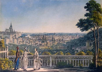 Blick auf Prag vom Garten des Strahov-Klosters, 1835
